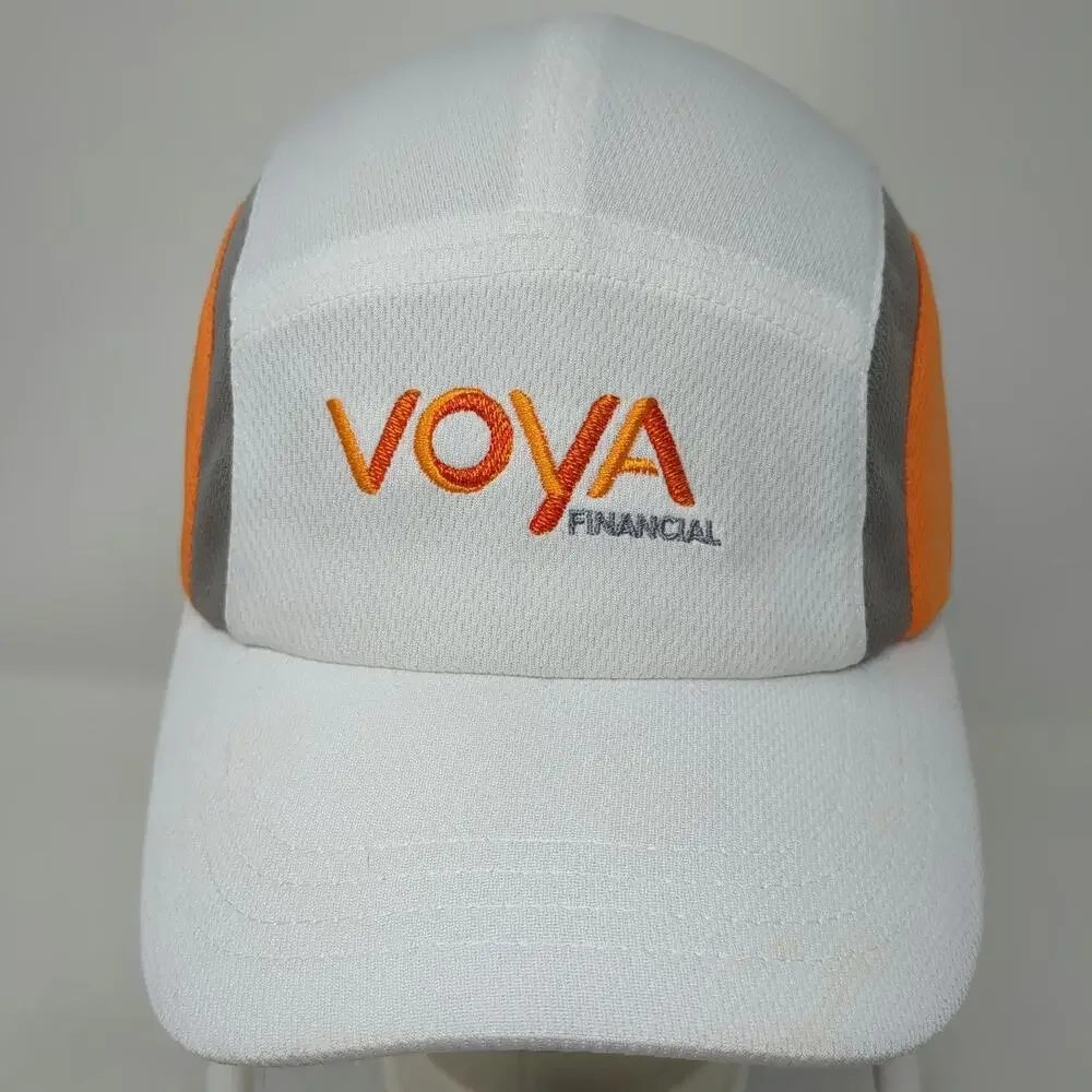 4imprint 5 Panel White Gray Orange One Size Voya Financial Polyester Hat Stripe